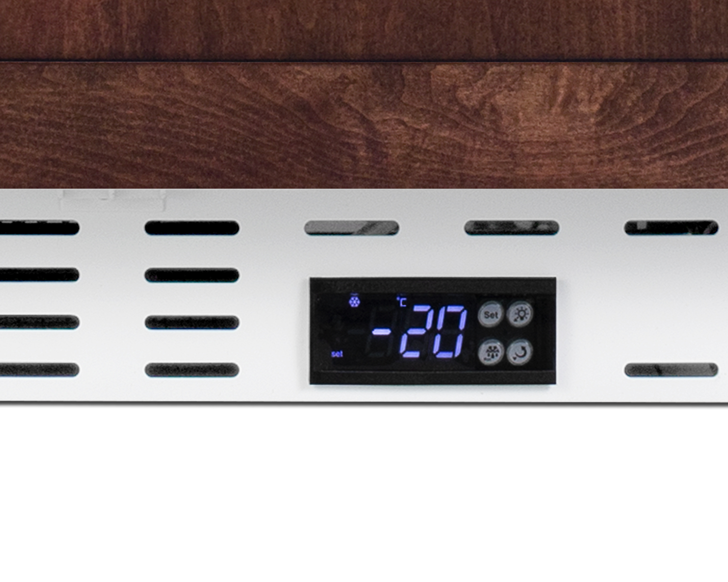 Built-in undercounter -25 C ADA compliant all-freezer with panel-ready door, factory installed lock, digital controls, interior baskets, hospital cord with 'green dot' plug, access port, and manual defrost operation